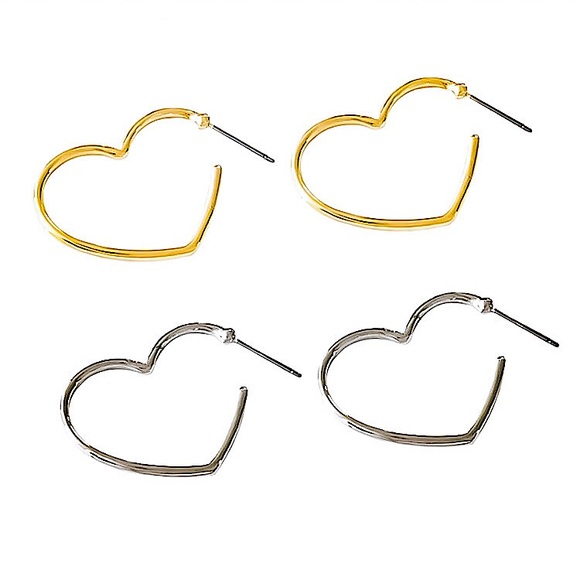 ⚜️[𝟯/$𝟭𝟴]⚜️Gold Heart Simple Hoop Earrings NEW - Picture 5 of 8